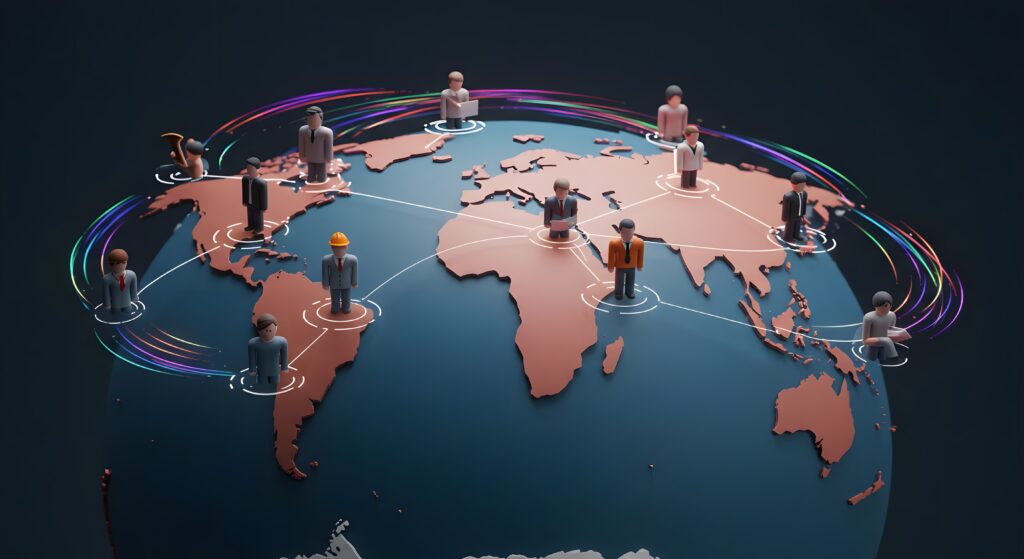 connecting people around the world global network concept